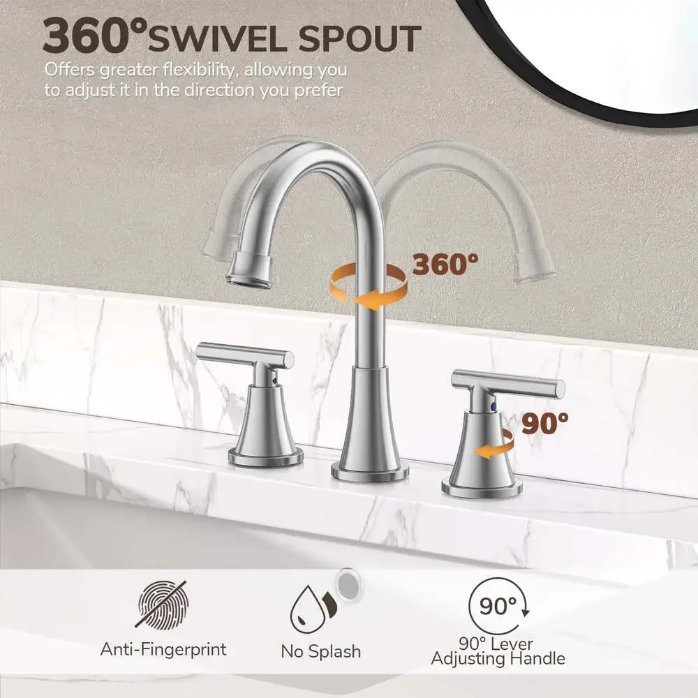 BRAND NEW ~ Brushed Nickel Bathroom Sink 3 Hole Faucet Pop Up Drain Supply Lines